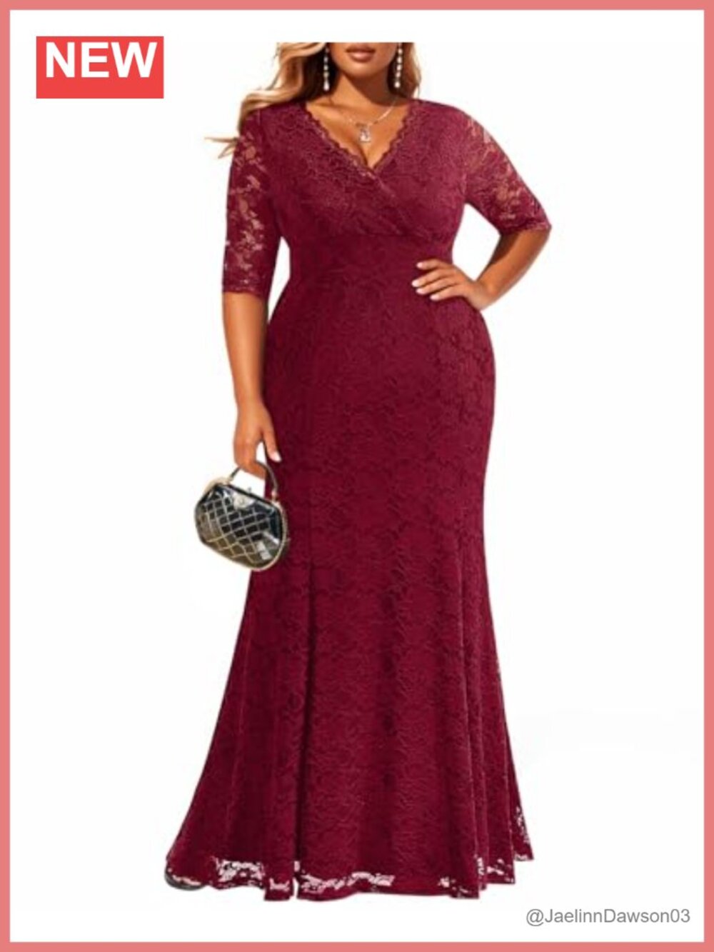 Plus Size Formal Evening Dress Lace Mermaid Gown Wedding Guest Bridal
